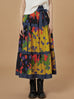 Surprise Sale! Colourful Flower Denim Tiered Midi Skirt