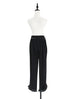 Surprise Sale! Classy Black Satin Ruffle Waist Tapered Ankle Drapey Trousers