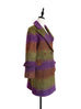 Surprise Sale! Multi Striped Ruffle Trimmed Woollen Cocoon Coat