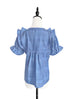 Final Sale! Porcelain Blue Embroidered Ruffle Puff Sleeve Airy Blouse
