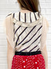 Surprise Sale! Ivory Striped Tie Bow Shoulder 3-Way Chiffon Blouse