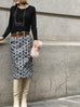 Surprise Sale! Furry Print Studded Pleat Back Straight Skirt