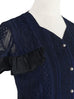 Surprise Sale! Navy Black Corded Lace Sweetheart Neck Ruffle Top