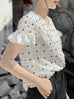 Surprise Sale! White Embroidery Lace Sweetheart Neck Ruffle Top