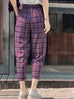 Surprise Sale! Magenta Checks Relax Fit Pleated Crop Trousers