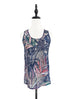 Surprise Sale! Navy Round Neck Printed Embroidered Lace Tank