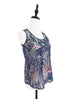 Surprise Sale! Navy Round Neck Printed Embroidered Lace Tank