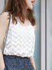 Surprise Sale! White Round Neck Richly Scallop Embossed Tank