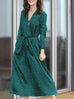 Surprise Sale! Green Dots Ruffle Belted V-neck Wrap Dress