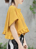 Surprise Sale! Daffodil Yellow  Drop Sleeve Boxy Frilly Crop Top