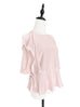 Surprise Sale! Light Pink Drawstring Waist Drape Edge Sleeveless Silk Top