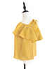 Surprise Sale! Yellow/ White Stripe Tie-bow One Shoulder Ruffle Top