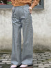 Blue Stripe Wideleg Slouchy Logo Embroidery Trousers