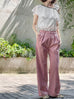 Red Stripe Wideleg Slouchy Logo Embroidery Trousers
