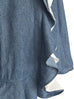 Surprise Sale! Chambray Blue Asymmetrical Ruffle Relaxed Overshirt