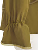 Olive Shades Mesh Trim Stand Collar Silky Blouse