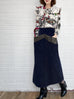 Navy Pocket Detail A-line Corduroy Maxi Skirt