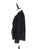 Tonal Black Chiffon Trimmed Open Front Bouclè Tweed Jacket