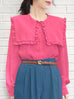 New Colour! Candy Pink Ruffle Collared Silk Shirt