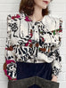 La Fleur Abstraite Ruffle Collared Silk Shirt
