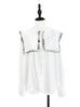 Last Chance! New Colour! White/ Print Ruffle Collared Silk Shirt