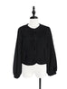 Classic Black Balloon Sleeve Button Front Wool Blend Jacket