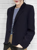 Midnight Blue Single Breasted Tencel Cropped Suit Jacket