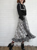Surprise Sale! Black Gradient Shades Daisy Garden Silky Woollen Skirt