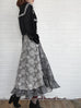 Black Gradient Shades Daisy Garden Silky Woollen Skirt