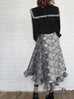 Surprise Sale! Black Gradient Shades Daisy Garden Silky Woollen Skirt