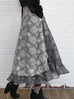 Black Gradient Shades Daisy Garden Silky Woollen Skirt