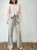 Mix Stripes Button Front Boxy Tweed Crop Jacket
