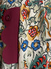 Botanical Vine Contrast Piping Scalloped Detail Silky Skirt